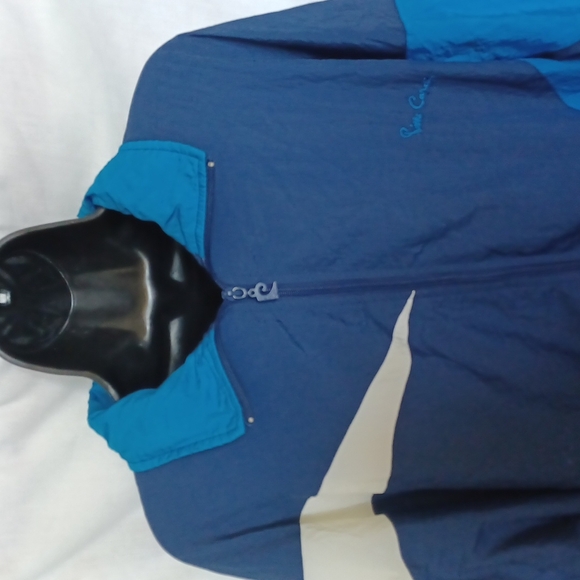 Pierre Cardin 90s vintage Windbreaker , navy, turquoise, white, L - Picture 2 of 7